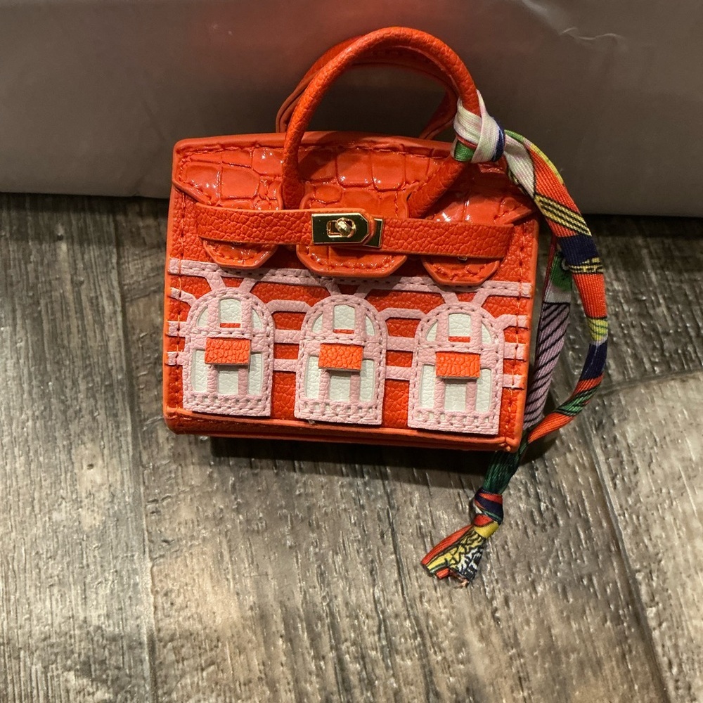 Orange and Pink Designer AirPod Purse - Picture 2 of 7